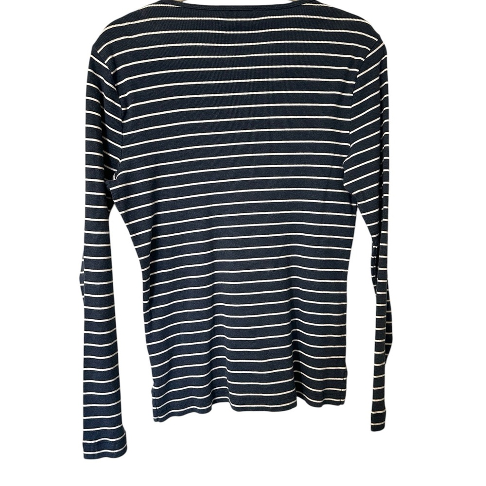 Striped Navy White Shoulder‎ Zipper Women Ralph Lauren XL Equestrian Preppy - Picture 4 of 4
